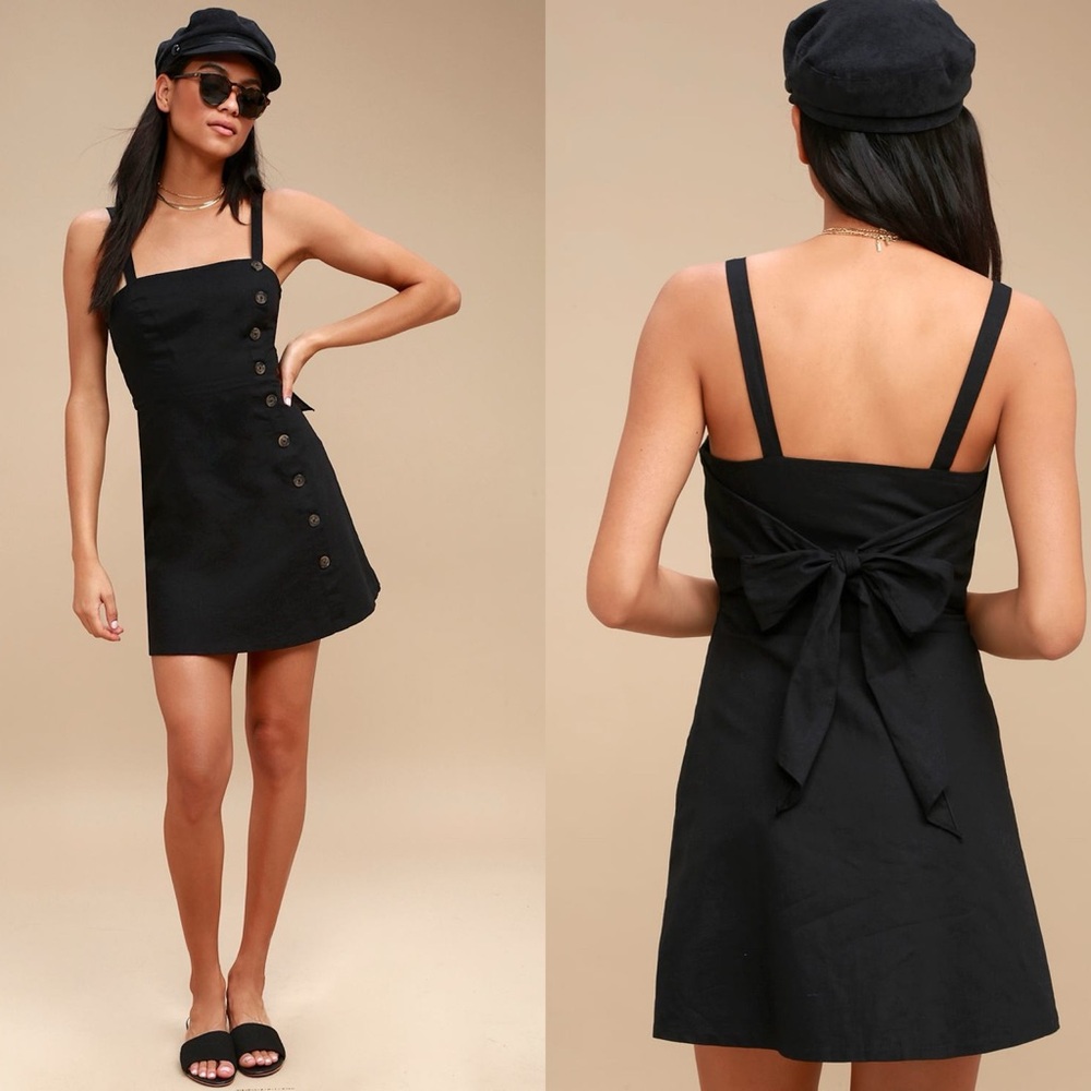 Lulus | Louetta Black Button-Down Mini Dress